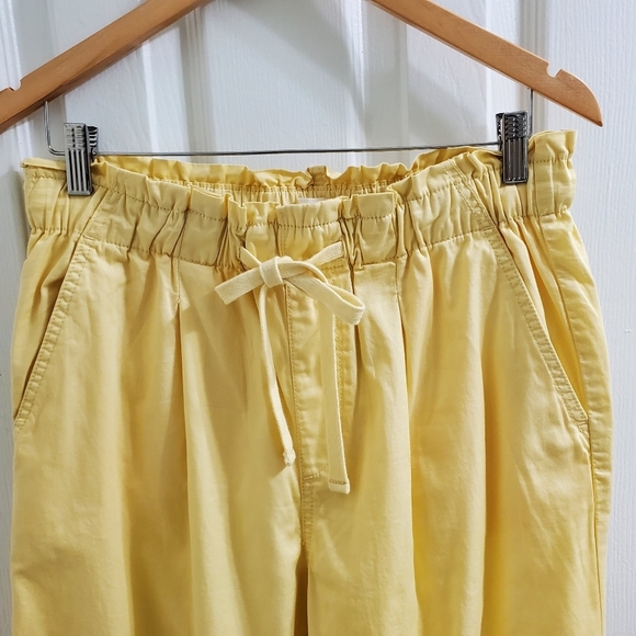 LOFT Cotton Poplin Yellow Tie Front Pants Sz Med - Picture 3 of 6
